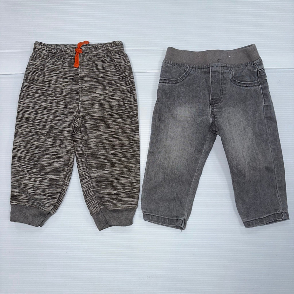 Lot of 2 Baby Boy Bottoms Garanimals Carter's Grey Casual Pants 12 Months